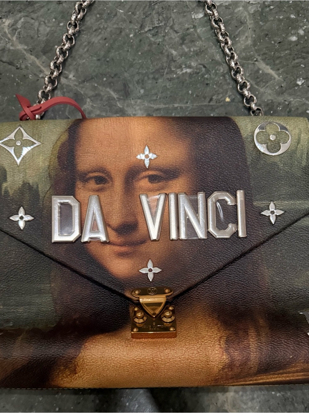 Louis Vuitton Brown and Green Da Vinci Print Chain Shoulder Bag